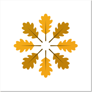 Radial Oak Leaves (Golden Brown) Posters and Art